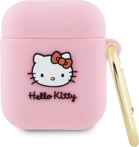Mbështjellës Hello Kitty për AirPods 1/2, silikon, rozë