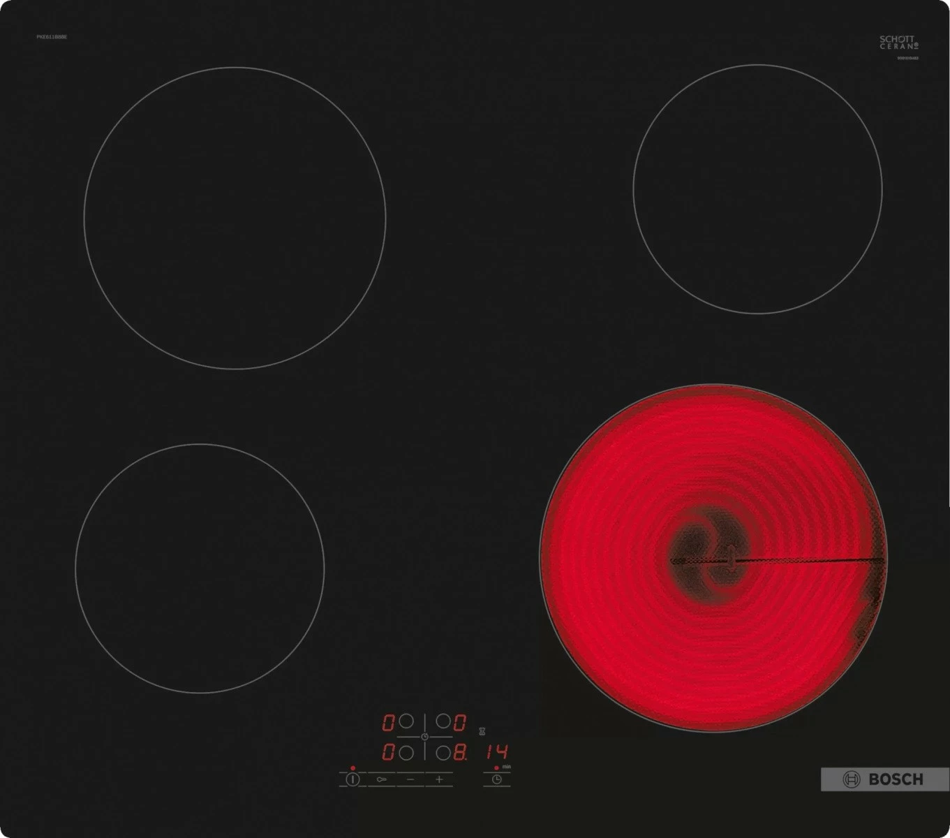 Pllakë qeramike Bosch PKE611BB2E, 4 zona, Touch, e zezë