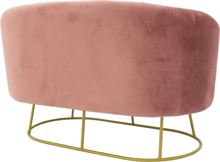 Divan dy ulëshe Rony, kadife ngjyrë mollë e kalbur, metal i artë, 132x82x83cm