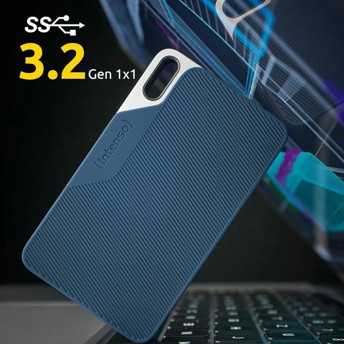 SSD i jashtëm INTENSO TX100 2TB USB 3.2 Gen1x1 500MB/s, kaltër, me kabllo USB-C në USB-C + USB-C në USB-A
