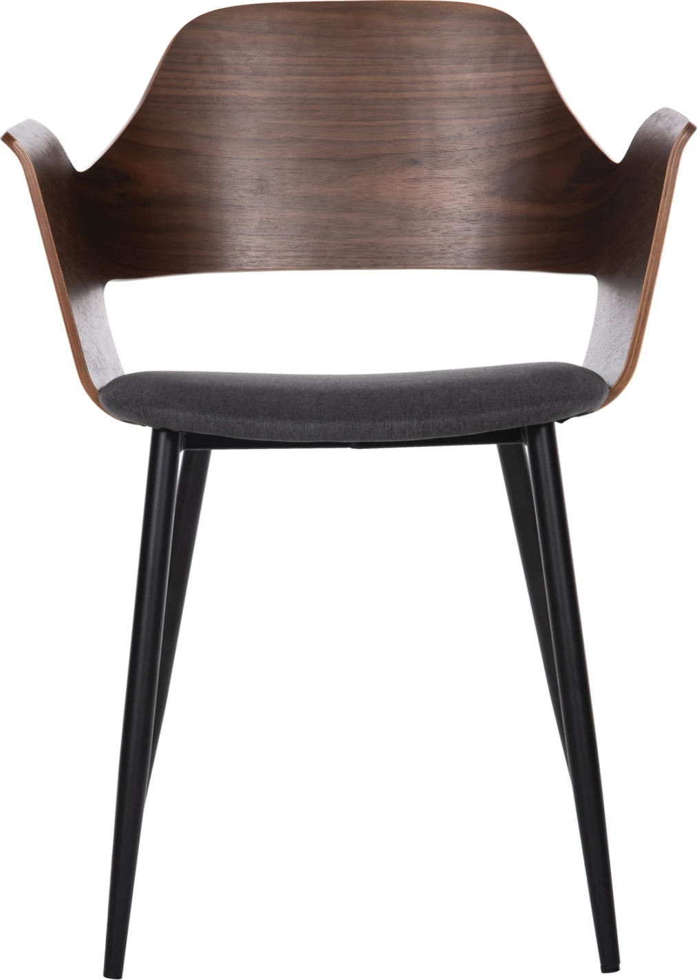 Karrige ngrënieje VELP FH9616.04 dru ngjyrë arre-gri pëlhurë-këmbë metali të zeza 55,5x50x79Hcm., set prej 2 copë