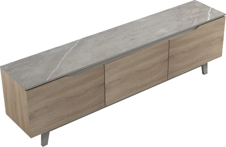 Komodë TV Kasandra, ngjyrë mermeri bezhë-sonoma, 180x35x48.5cm