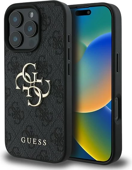 Mbështjellës Guess 4G Big Logo për iPhone 16 Pro, 6.3", i zi