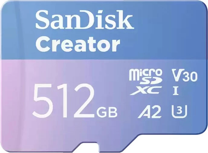 MicroSD Sandisk Creator 512GB, kaltër/vjollcë