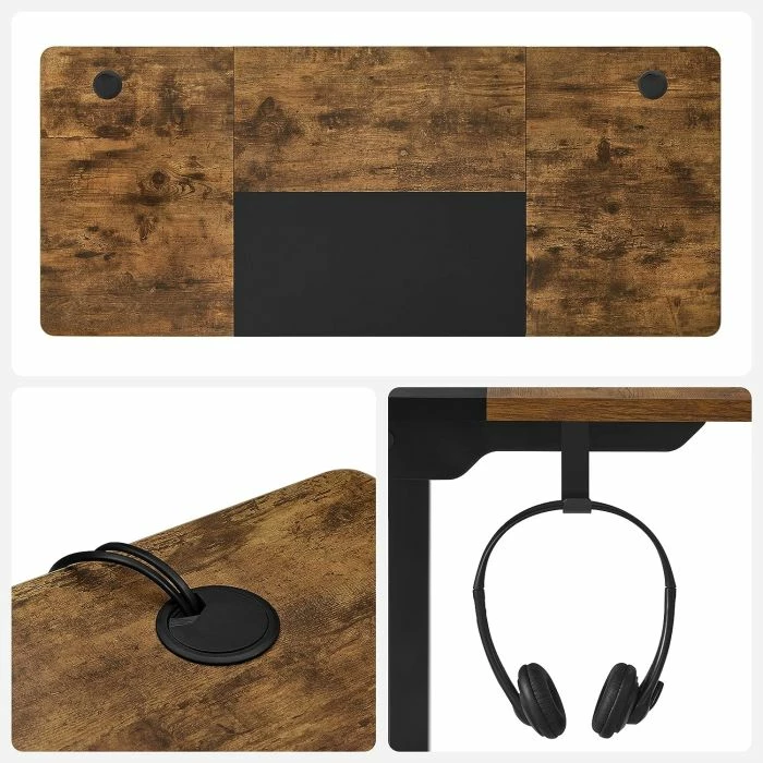 Tavolinë pune elektrike sit/stand SONGMICS LSD016X01 140x60cm, lartësi 72-120cm, 4 memorje, child lock, 80kg, vintage brown/black