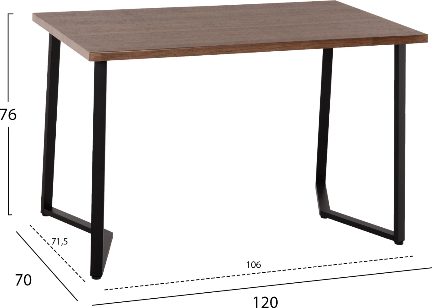 Set për ngrënie JAY 5 pjesë, FH9529.01, tavolinë ngjyrë arre, karrige me pëlhurë gri, 120x70x76 cm