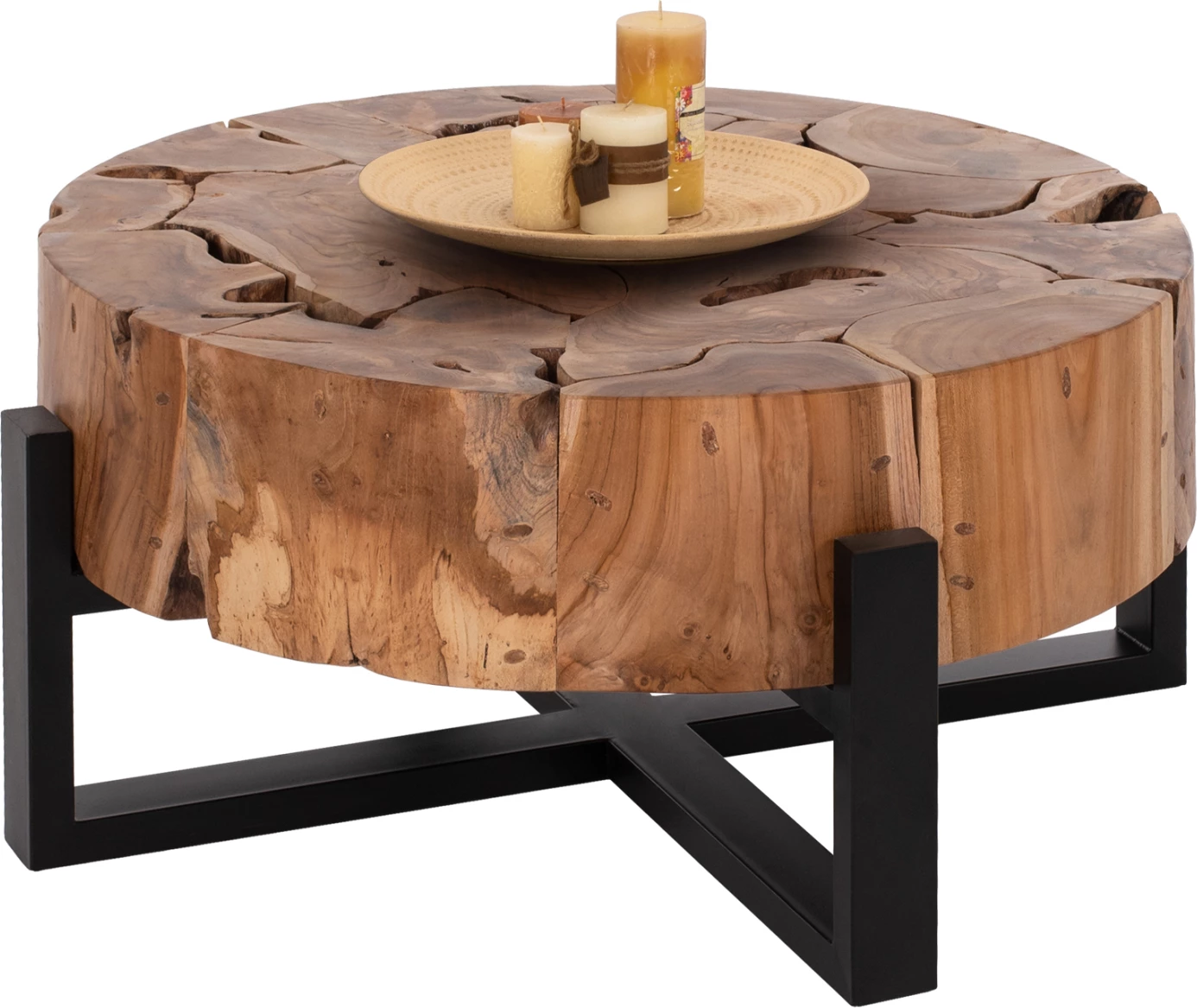 Tavolinë kafeje MOBLEY FH9352, druri i ngurtë teak, ngjyrë natyrale, Φ80x40H