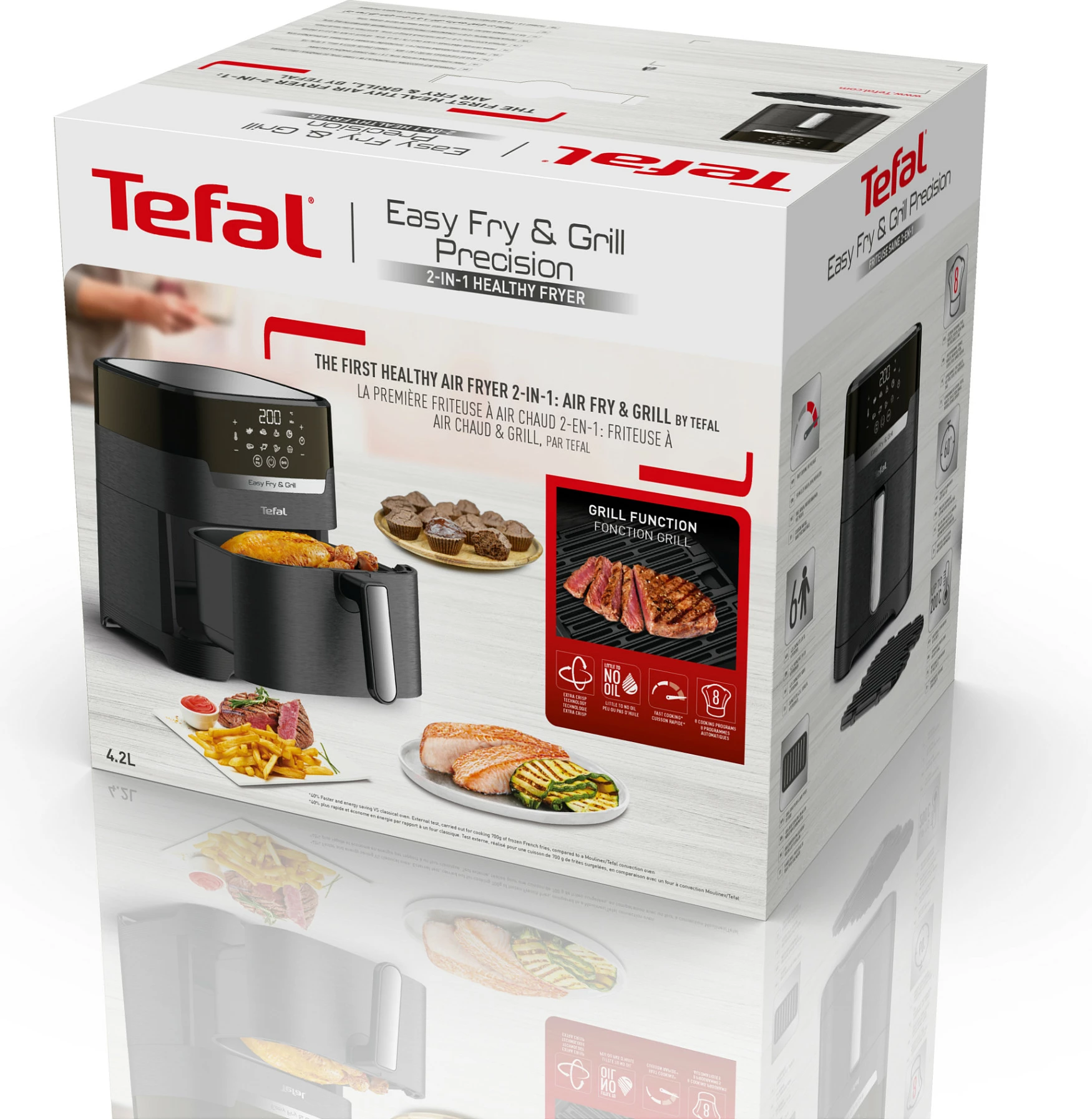 Fritezë me ajër të nxehtë Tefal Easy Fry & Grill EY5058, 4.2 L, e zezë