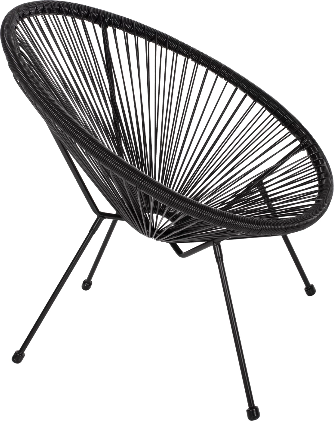 Karrige ACAPULCO lloj foleje, metal i zi dhe ratan i zi, FH5872.01, 70x73x79 cm