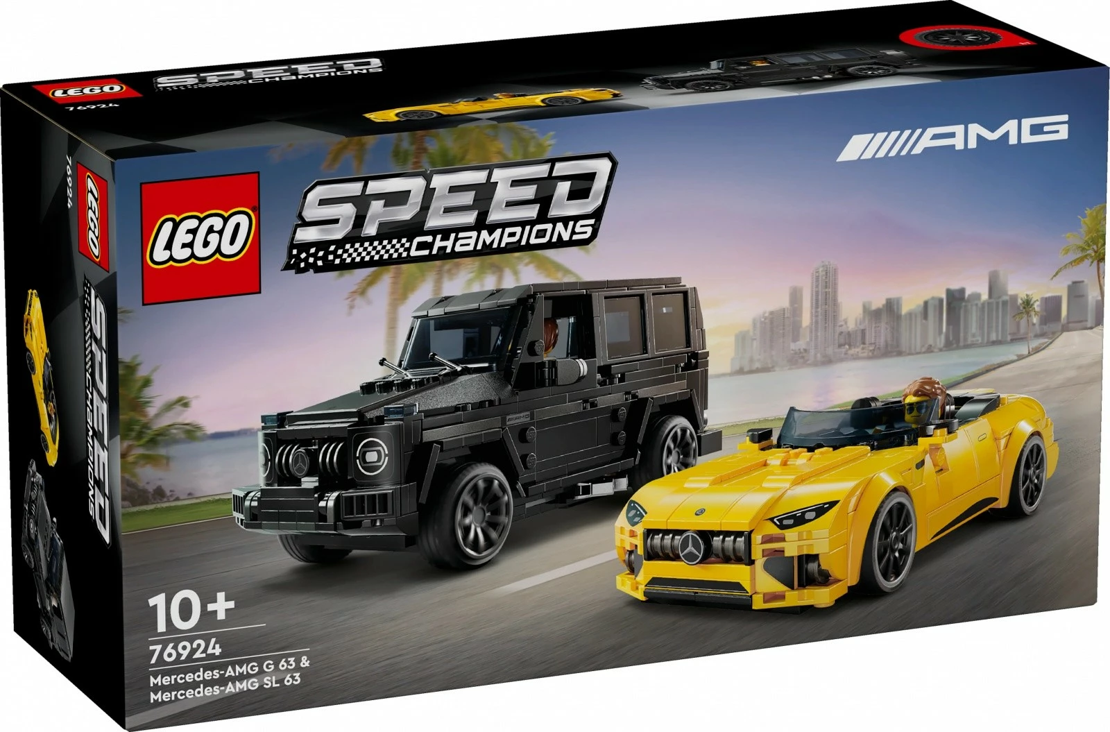 Set lodrash LEGO Speed Champions, Mercedes-AMG G 63 dhe Mercedes-AMG SL 63, 806 pjesë, i zi dhe i verdhë