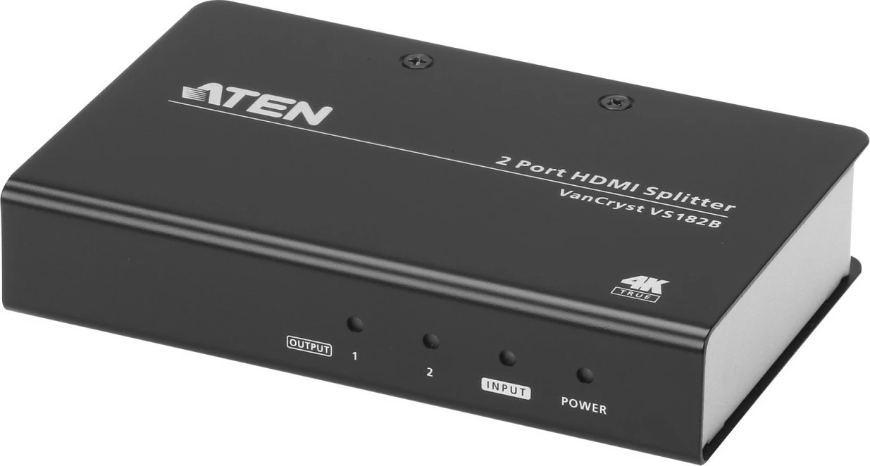 Splitter HDMI 2-portësh ATEN VS182B, True 4K, Alumini, i zi