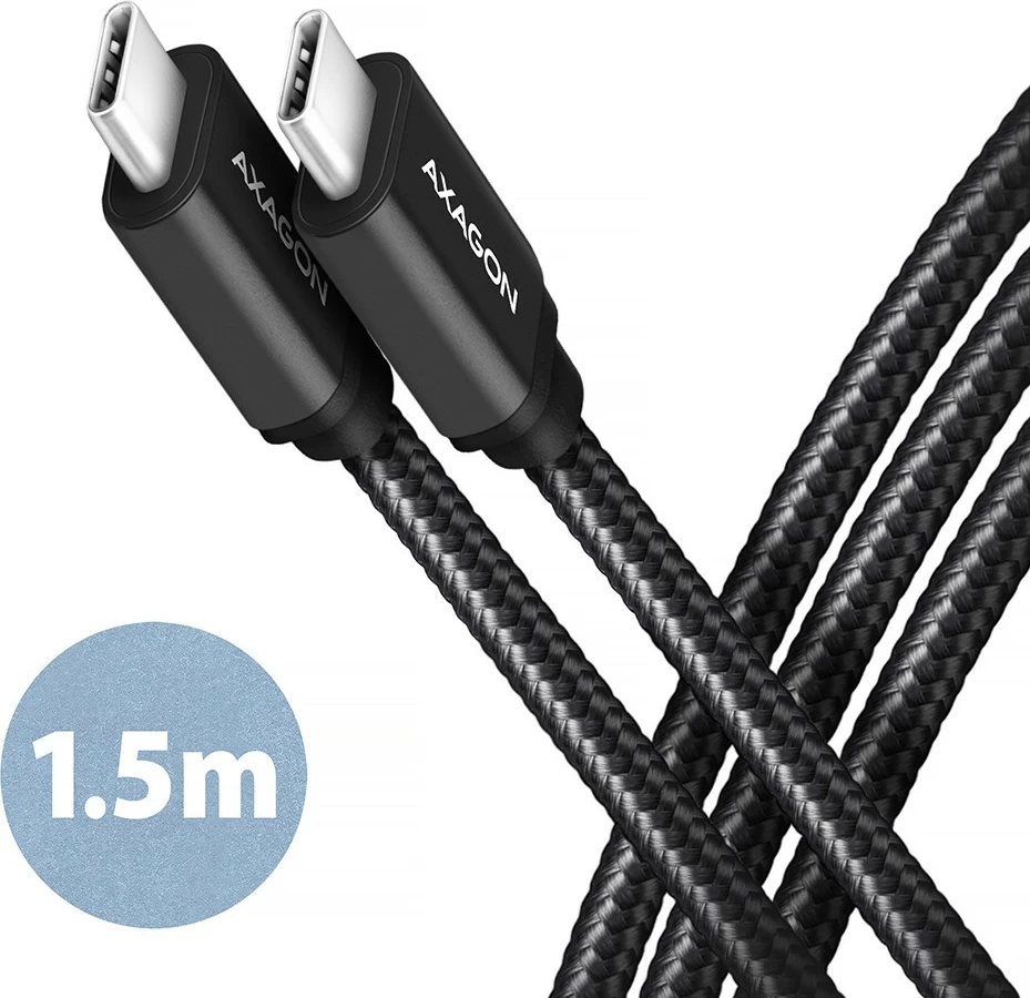 Kabllo USB-C në USB-C AXAGON BUCM3-CM15AB, 1.5m, 60W, e zezë