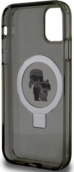 Mbështjellës Karl Lagerfeld Ring Stand Karl&Choupette MagSafe për iPhone 11/XR, e zezë