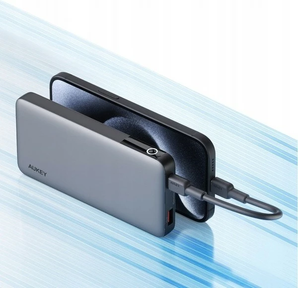 Power bank AUKEY PB-Y41, 10000mAh, 30W, 2xUSB, LED, Gri