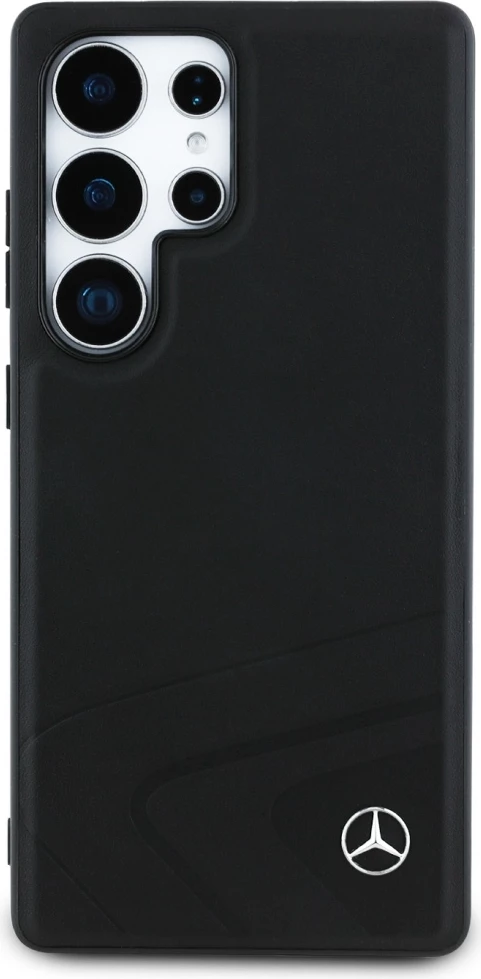 Mbështjellës Mercedes Leather Horizontal Debossed Curves MagSafe për Samsung Galaxy S25 Ultra, i zi
