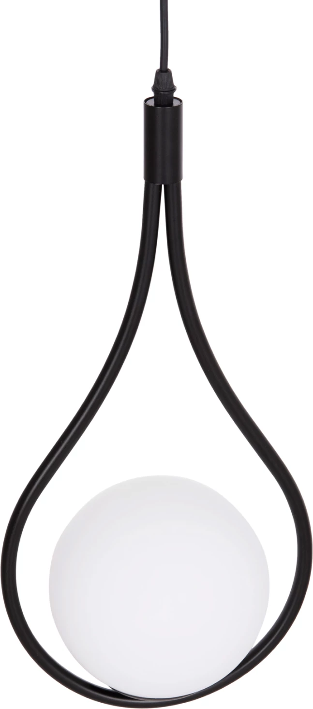 Llambë tavani varëse Droplet, metal i zi, glob i bardhë qumështor, FH7503.11, 23.5x12x147cm