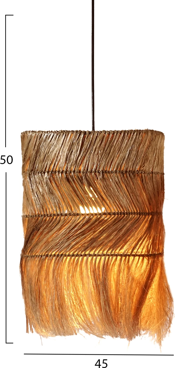 Llambë varëse tavani me kapak cilindrik prej fibrash abaca, ngjyrë natyrale, Φ45x52-120 cm, FH7757