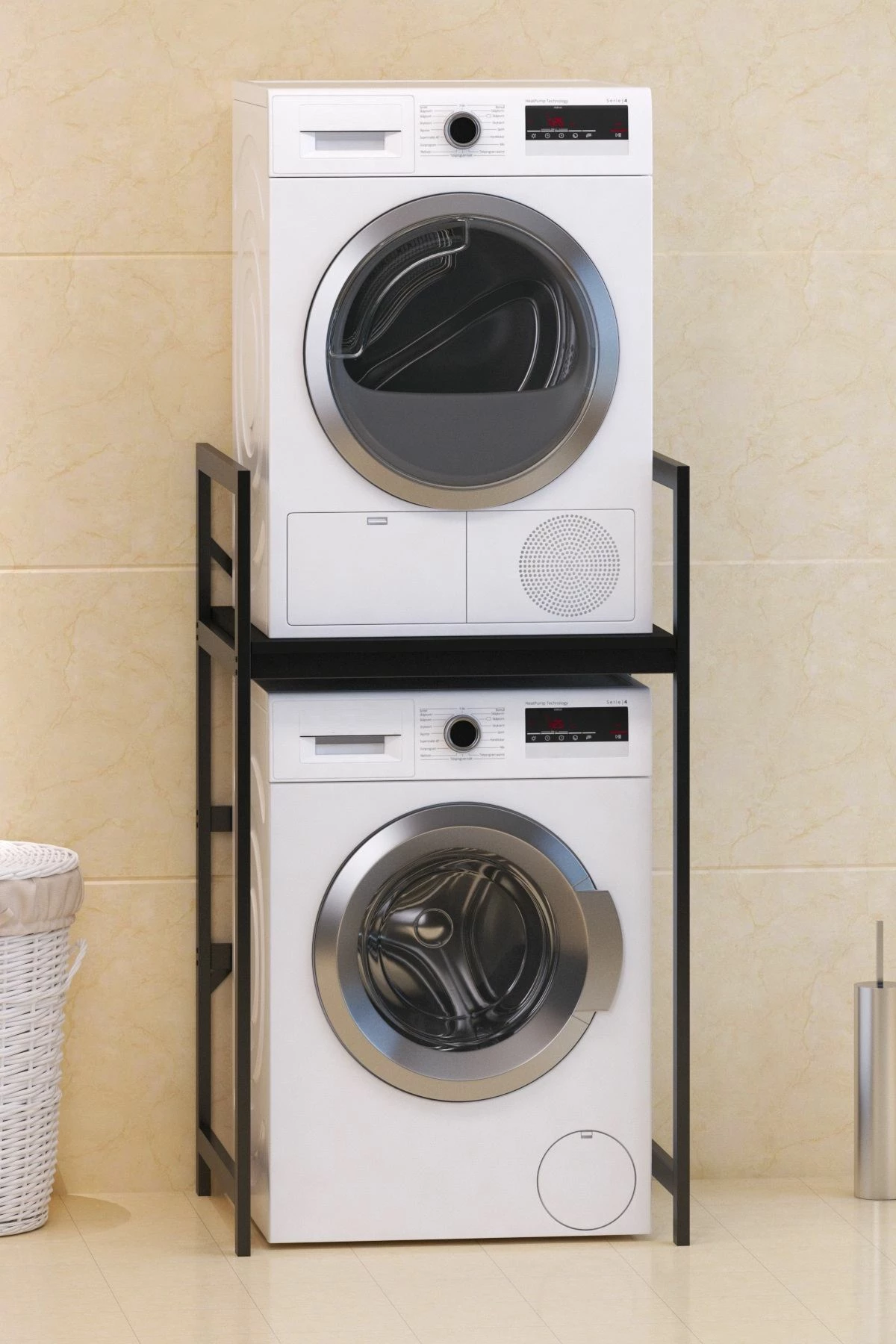 Kabinë për lavatriçe, ngjyrë e zezë, Skye Decor, C7