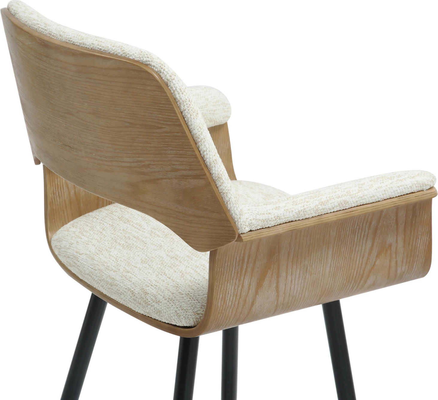 Karrige për bar, lartësi mesatare, CLIPP, FH9987.02, këmbë metali të zeza, pëlhurë ecru, 57.5x53x98H cm, set prej 2 copash