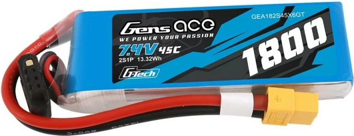Bateri LiPo Gens ace G-Tech 1800mAh 7.4V 45C 2S1P XT60, blu