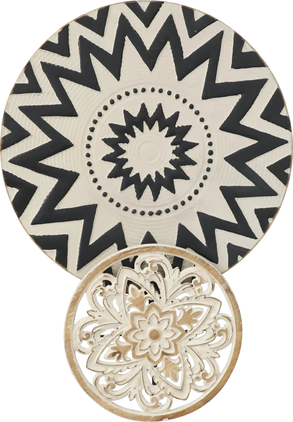 Dekor muri FH7554 metal 2-pjata stil nomad - e zezë, bezhë, e bardhë