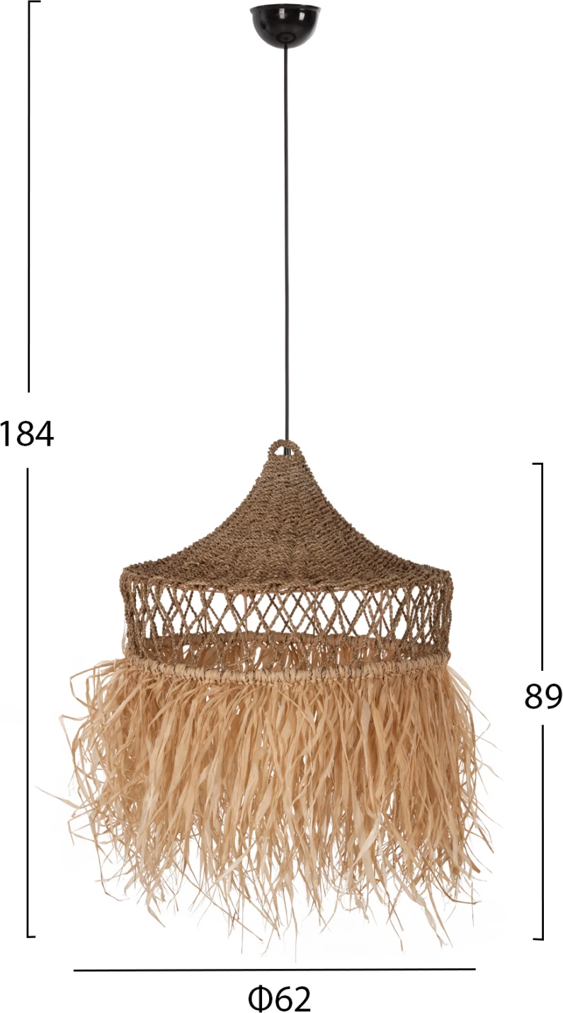 Llambë tavani varëse, fibra palme, thekë nga bar deti, natyrale, FH7820, 62x42cm