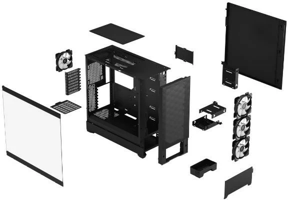 Kasë Fractal Design Pop XL Air RGB FD-C-POR1X-06 Big Tower me xham të temperuar, mbështetje E-ATX/ATX/mATX/Mini ITX, USB 3.0, black