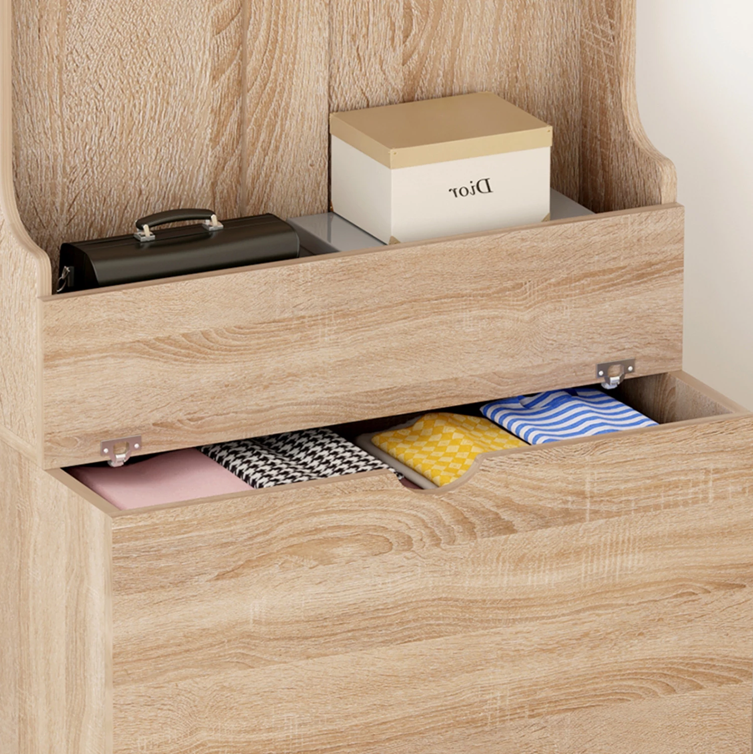 Mobilje hyrëse KAYLOR FH2474.01 me varëse dhe hapësirë ruajtjeje-MDF në Sonama 65x34x180Hcm