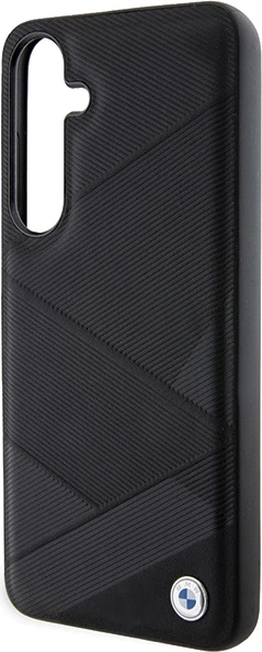 Mbështjellës BMW Signature Leather Crossing Lines Pattern për Samsung Galaxy S24, i zi