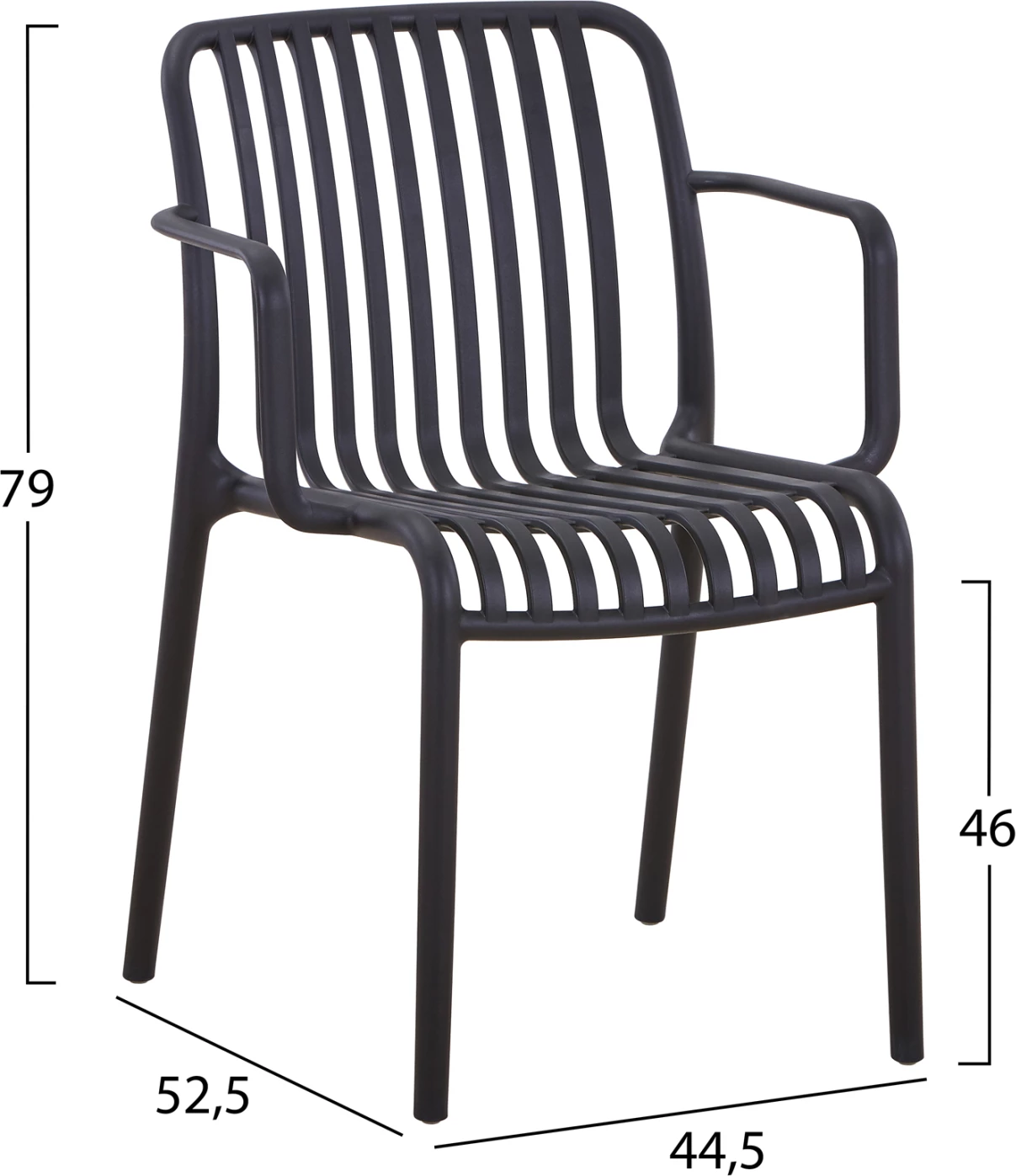 Karrige e jashtme CONVEE FH6105.02 polipropileni e zezë 55x56x79H cm