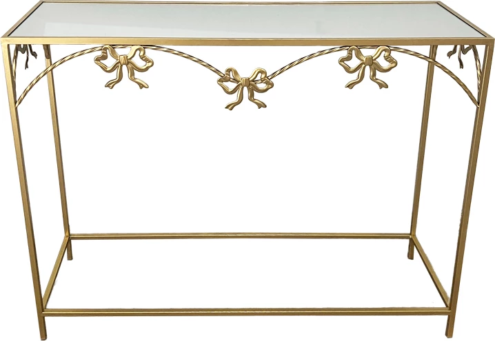 Konsol Frensia, metal ngjyrë ari, 100x30x80cm