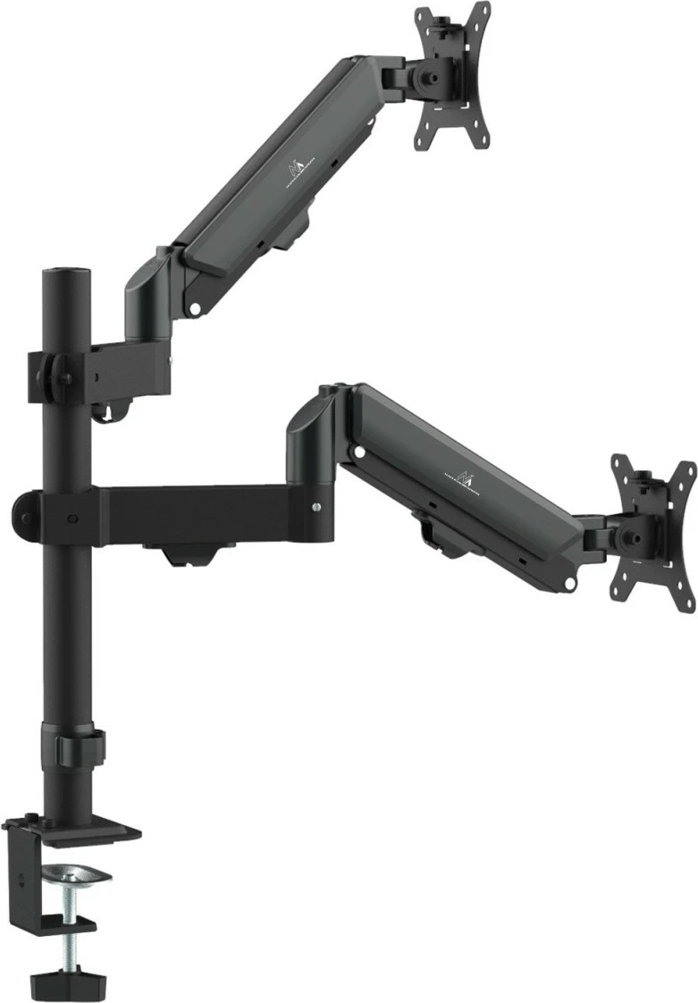 Mbajtës tavoline për 2 monitorë, Maclean MC-136, 17–32 inç, 2–10 kg për krah, sustë gazi, VESA 75x75/100x100, e zezë