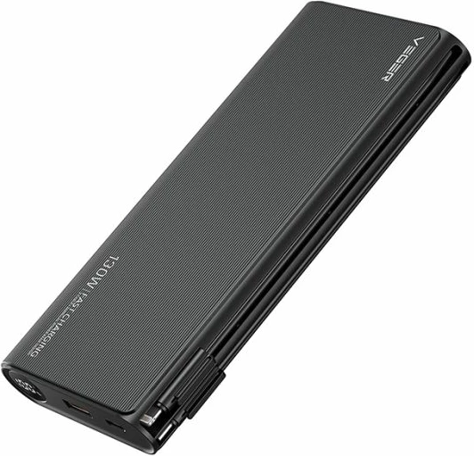 Powerbank VEGER TC130 25000mAh 130W me kabllo USB-C/Lightning, me ekran LCD, e zezë