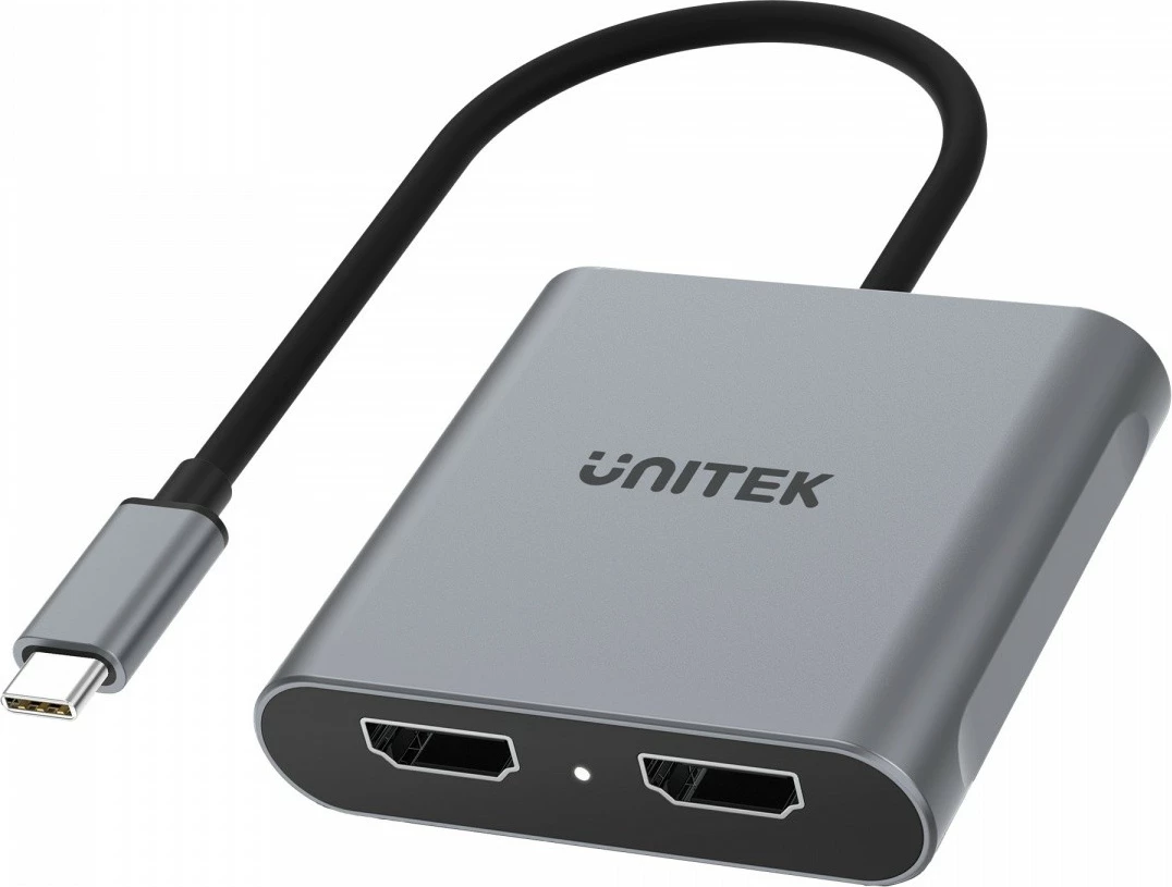 Adapter Unitek V1404B USB-C në 2x HDMI, 4K, MST, Gri