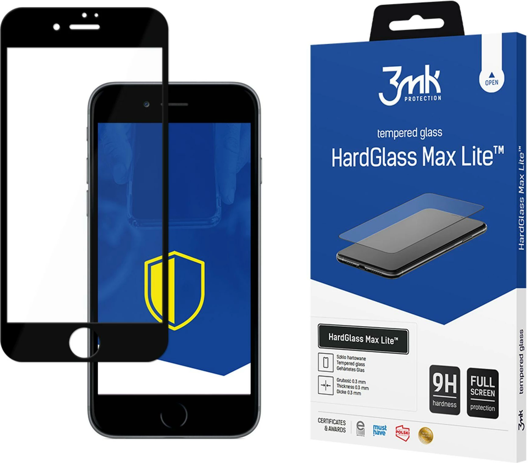 Xham mbrojtës 3mk HardGlass Max Lite për iPhone 7 / 8 Plus, me kornizë të zezë