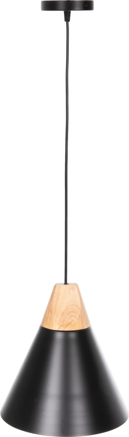 Llambë varëse tavani, kapak metali i zi, detaj druri, FH4148, Φ22x115H cm