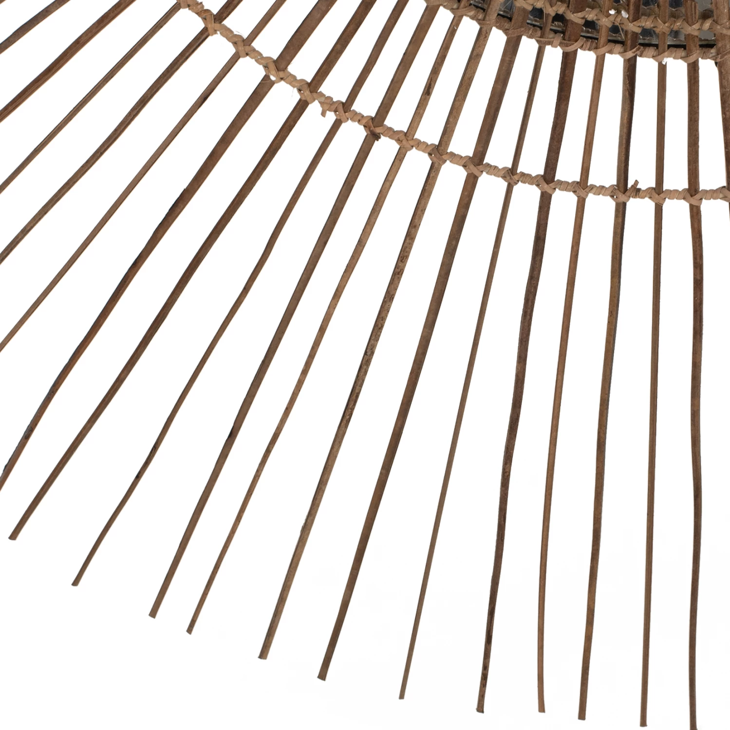 Pasqyrë rrethore me kornizë nga shkopinj kokosi, ngjyrë natyrale, 120x4x120Hcm, FH7732