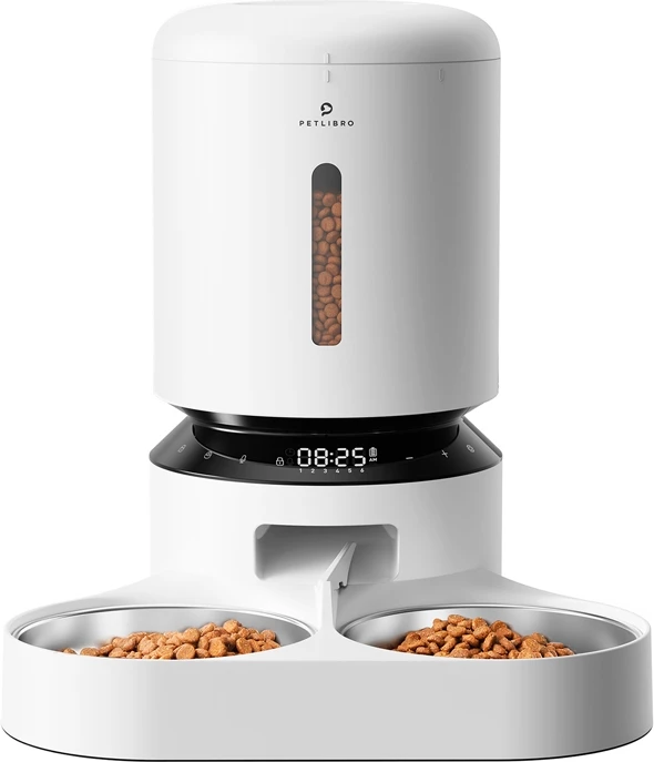 Shpërndarës ushqimi për kafshë Petlibro Granary PL-AF006-33W, 5L, dy tasa, Bardhë