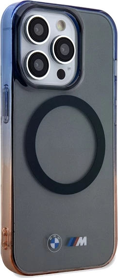 Mbështjellës BMW Gradient Bumper MagSafe për iPhone 15 Pro Max, gri-portokalli-kaltër