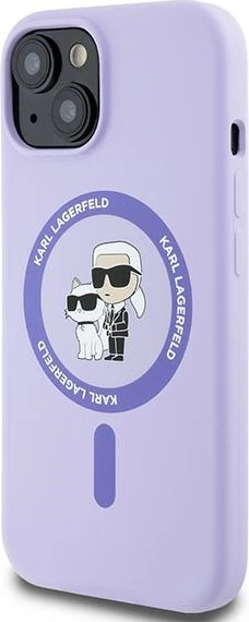 Mbështjellës Karl Lagerfeld Silicone Karl&Choupette Heads Ring MagSafe për iPhone 15, Violet