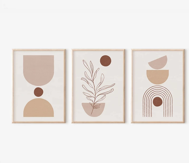 Set pikturash murale në kornizë Stijo triptik, printim digjital, shumëngjyrëshe, 33x1.5x48cm