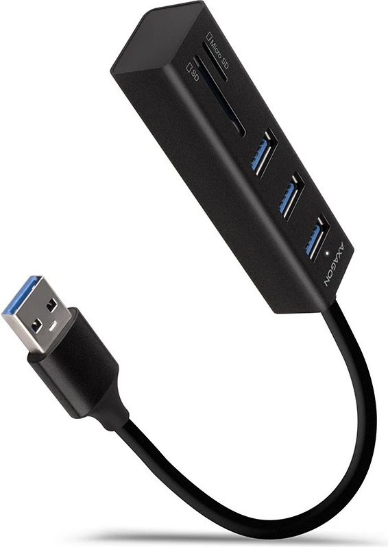 Hub multiport AXAGON HMA-CR3A, 3x USB-A, SD/microSD, USB 3.2 Gen 1, metal, 20cm, i zi