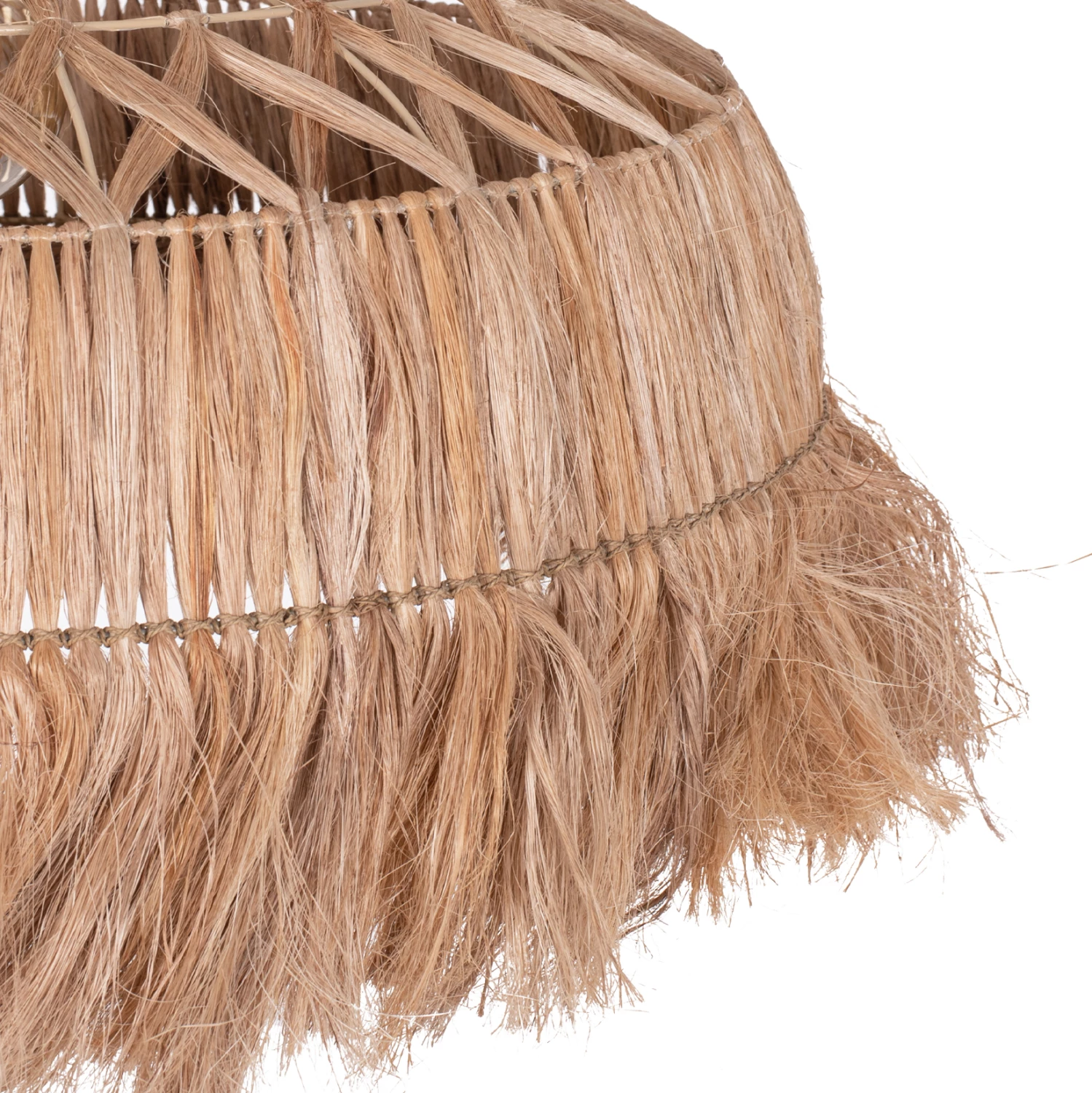 Llambë tavani prej fibrash abaka, ngjyrë natyrale, Φ80x62-90Hcm, FH7780