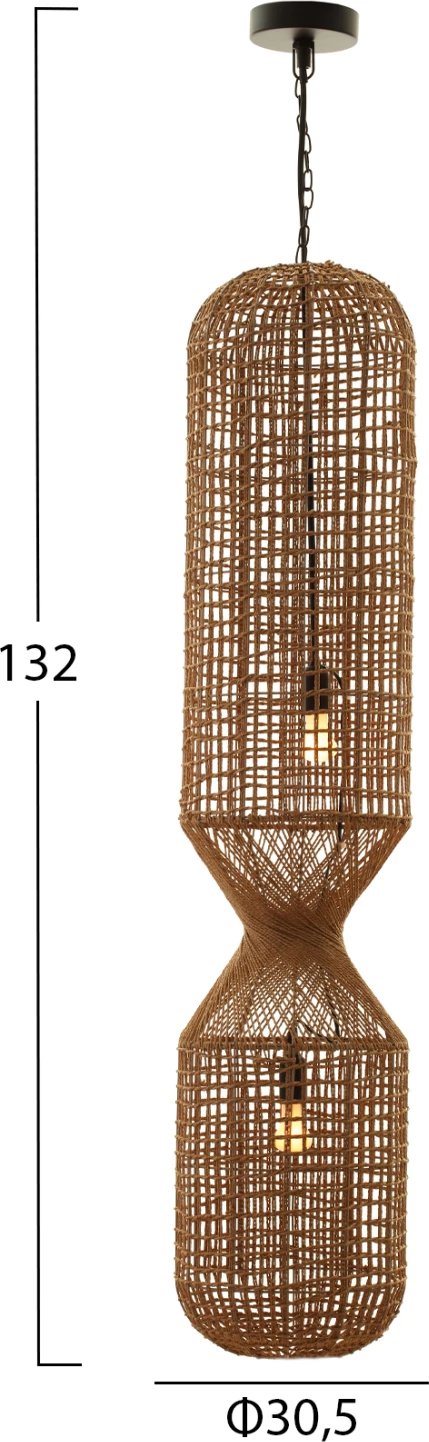 Llambë varëse tavani cilindrike, litar letre, ngjyrë bezhë rëre, FH4345, Φ30.5x132H cm