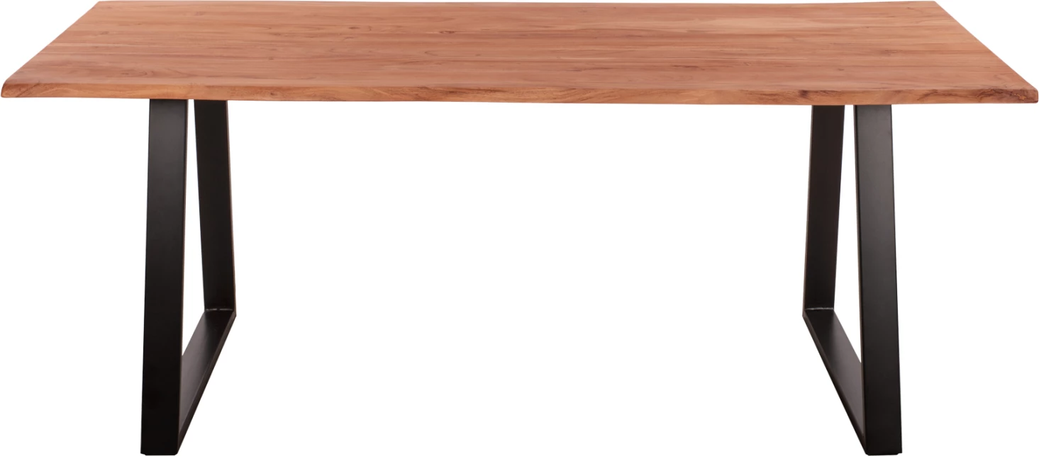 Tavolinë ngrënieje akacie, FH8501.11, dru akacie, këmbë të zeza, 200x100x77 cm