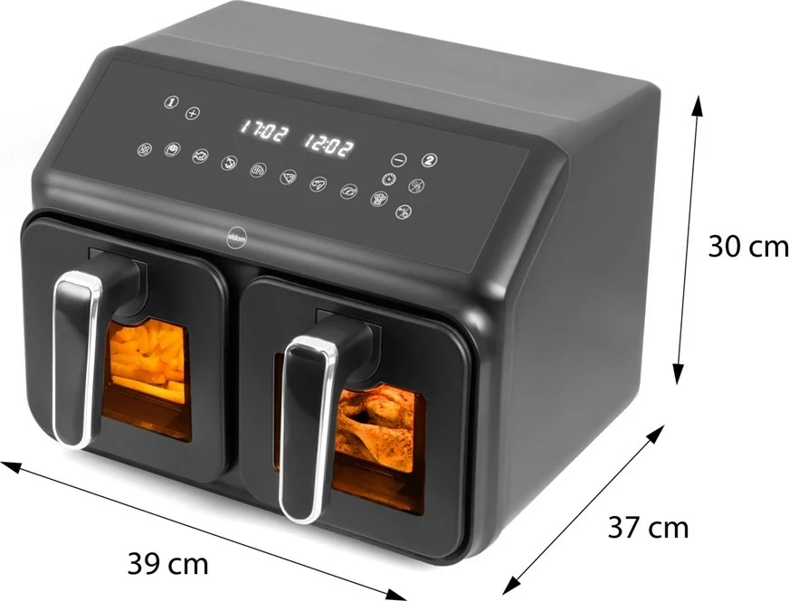 Fritezë me ajër të nxehtë ELDOM FR210 dualcrisp, 8 L, 2200 W, Ekran LED