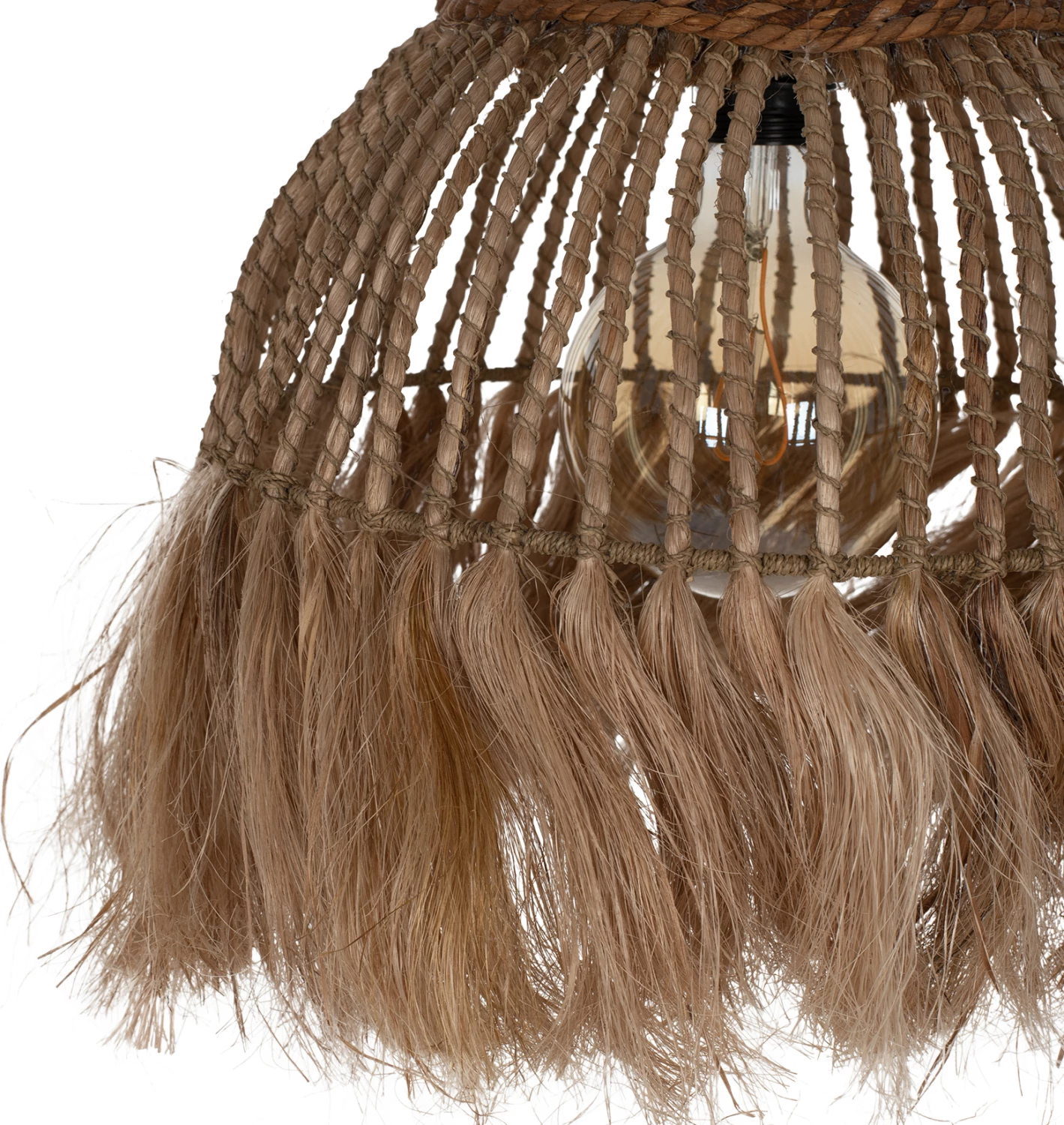 Llambë varëse tavani prej kërpi Manila me thekë, ngjyrë natyrale, 36x36x45H cm, FH7751