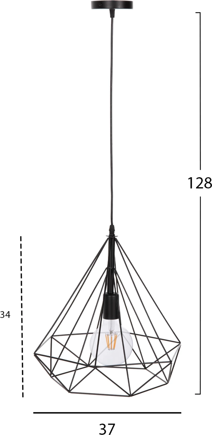 Llambë varëse tavani FH4064, kapak metali i zi, 32x37x128H cm