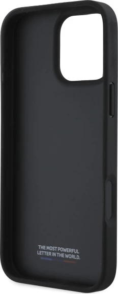 Mbështjellës, BMW, Smooth Rubber Logo, për iPhone 16 Pro Max, i zi