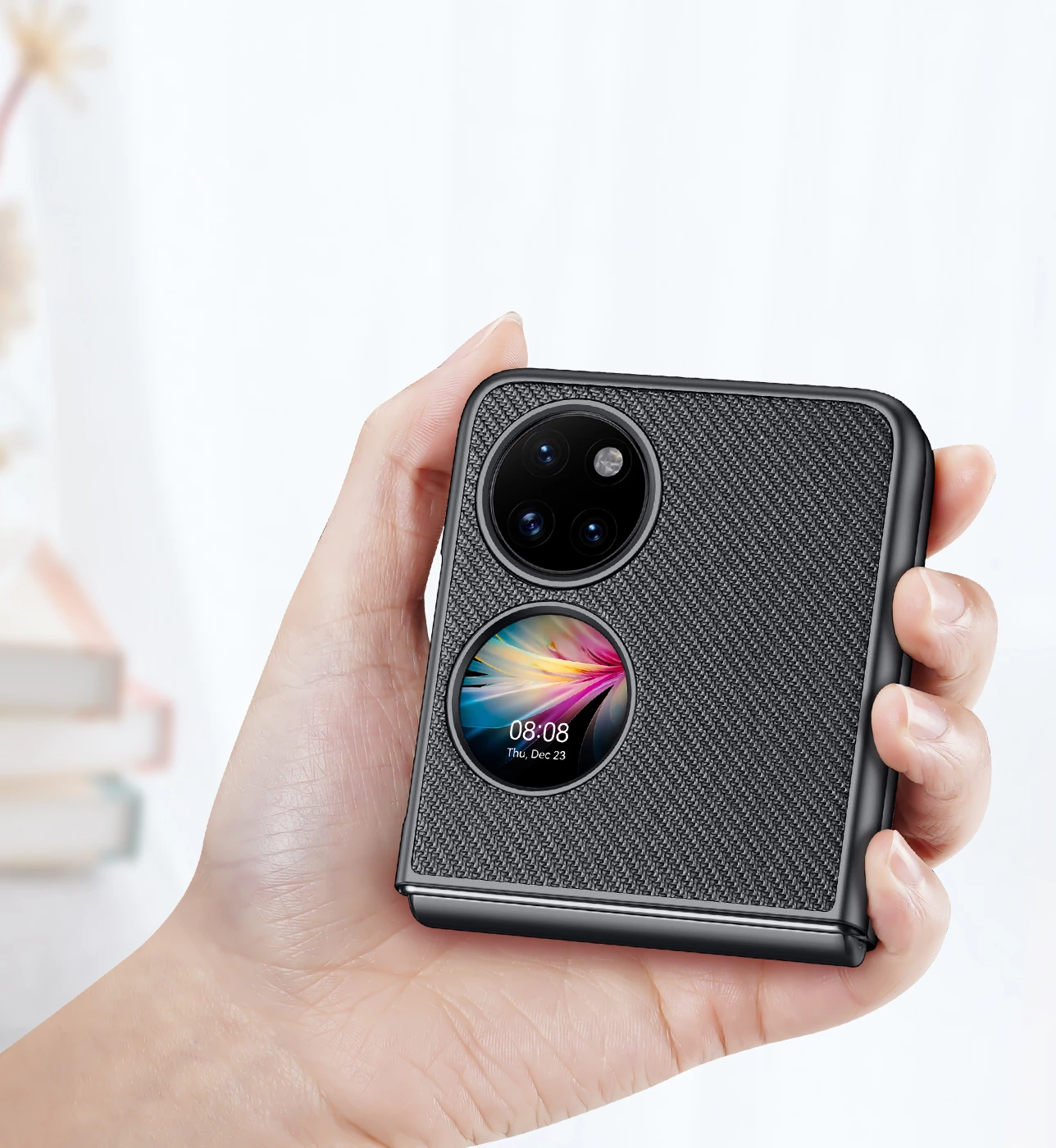 Mbështjellës Dux Ducis Fino për Huawei P50 Pocket, najlon, e zezë